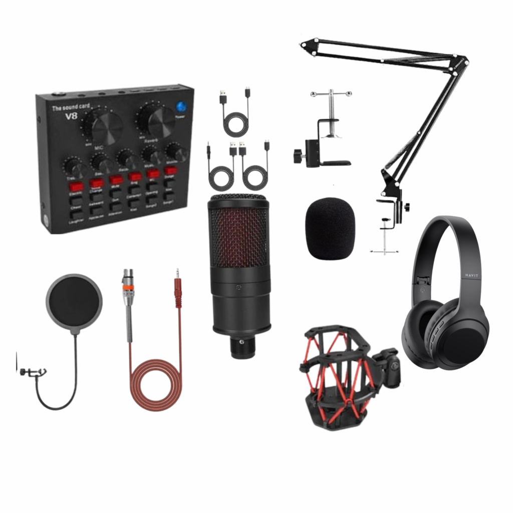 Stunning Beginner Podcasting Equipment Package With Earbuds image