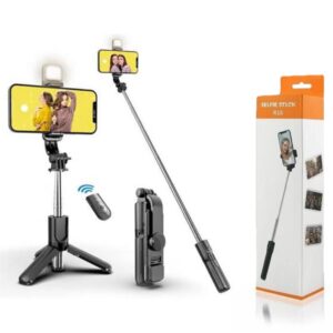 R1S Bluetooth Remote Control 3n1 Selfie Stick With LED Light