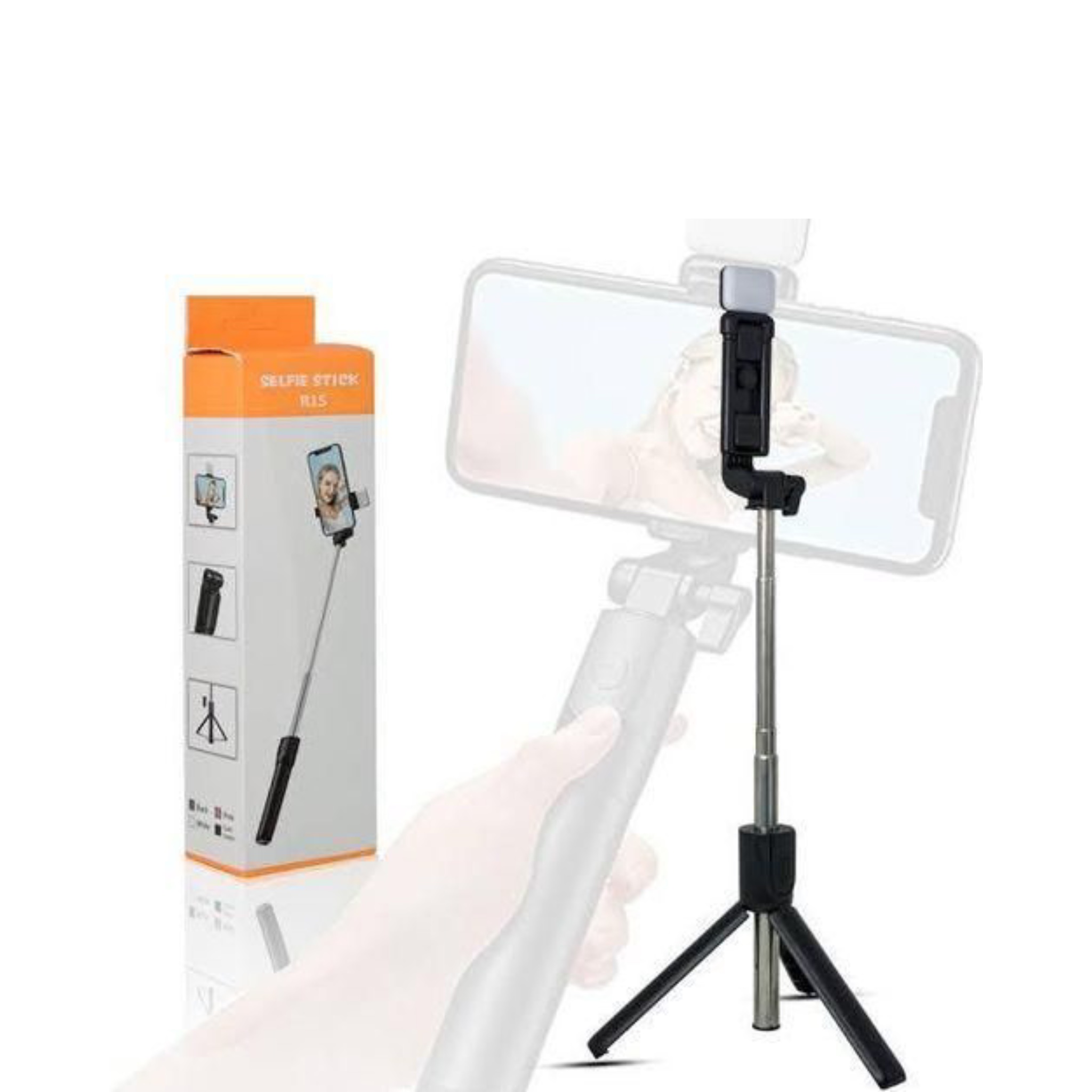 R1S Bluetooth Remote Control 3n1 Selfie Stick With LED Light - Image 3