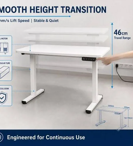1.4mm Electric Adjustable Height Gaming Table (White, brown, black) - Image 3