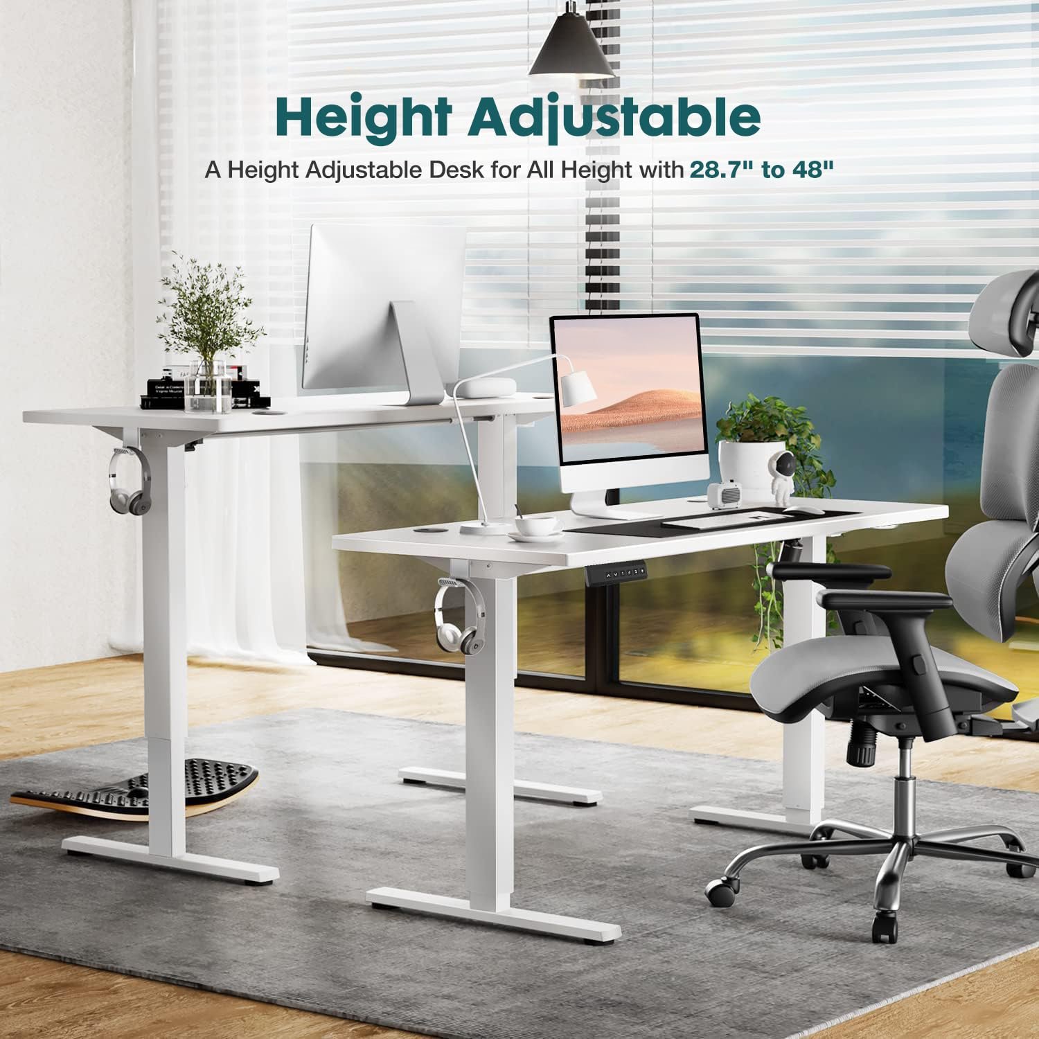 1.4mm Electric Adjustable Height Gaming Table (White, brown, black) - Image 2